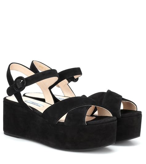 prada platform sandals sale|prada black suede platform sandals.